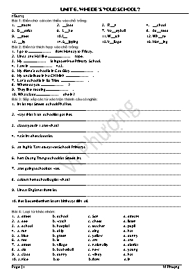 Bài tập Tiếng Anh 4 - Unit 6 Wheres your school